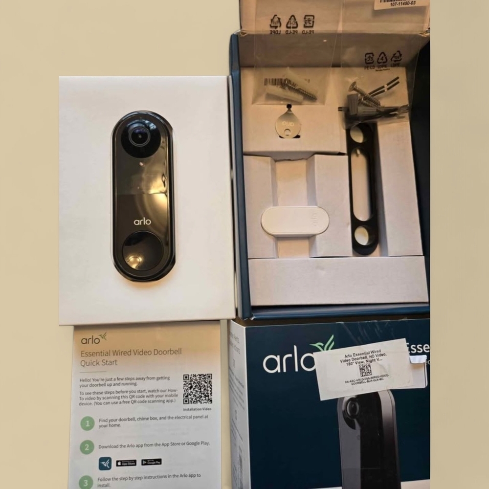 Arlo Essential Wired Video Doorbell in Black